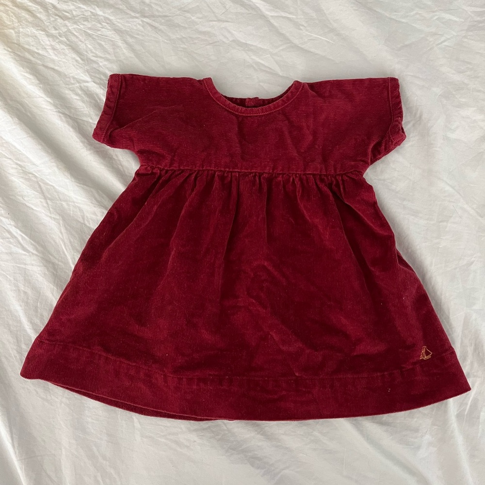 Corduroy Red dress Petit Bateau 6M